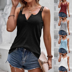 Women’s V Neck Camisole Tank Top – Casual Spaghetti Strap Summer Cami Shirt, Sleeveless Basic Slim Fit Top for Daily Wear